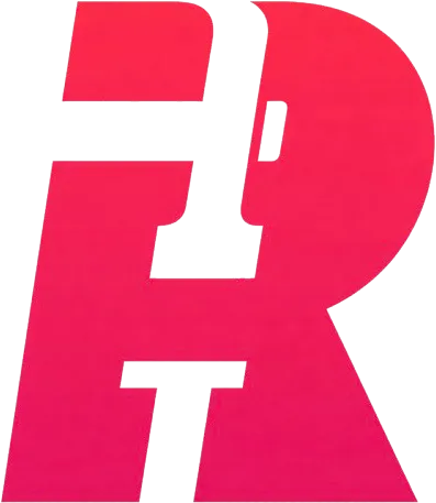 Vaaleanpunainen, tyylitelty kirjainyhdistelmä "FR", jossa on moderni ja dynaaminen muotoilu.